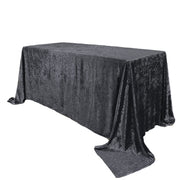 90 x 132 Inch Rectangular Crushed Velvet Tablecloth Black - Bridal Tablecloth
