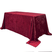 90 x 132 Inch Rectangular Crushed Velvet Tablecloth Burgundy - Bridal Tablecloth