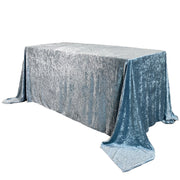 90 x 156 Inch Rectangular Crushed Velvet Tablecloth Dusty Blue - Bridal Tablecloth