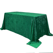 90 x 132 Inch Rectangular Crushed Velvet Tablecloth Emerald Green - Bridal Tablecloth