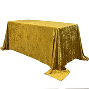 90 x 132 Inch Rectangular Crushed Velvet Tablecloth Gold - Bridal Tablecloth