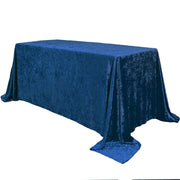 90 x 132 Inch Rectangular Crushed Velvet Tablecloth Navy Blue - Bridal Tablecloth