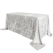 90 x 132 Inch Rectangular Crushed Velvet Tablecloth White - Bridal Tablecloth