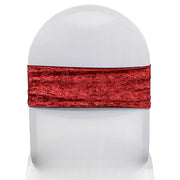 Velvet Spandex Chair Bands Red (Pack of 10) - Bridal Tablecloth