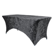Velvet Spandex 6 Ft Rectangular Table Cover Black - Bridal Tablecloth