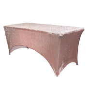 Velvet Spandex 6 Ft Rectangular Table Cover Blush - Bridal Tablecloth