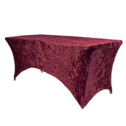 Velvet Spandex 6 Ft Rectangular Table Cover Burgundy - Bridal Tablecloth