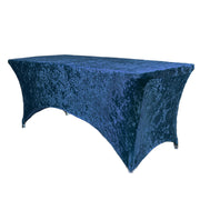 Velvet Spandex 6 Ft Rectangular Table Cover Navy Blue - Bridal Tablecloth