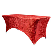 Velvet Spandex 6 Ft Rectangular Table Cover Red - Bridal Tablecloth